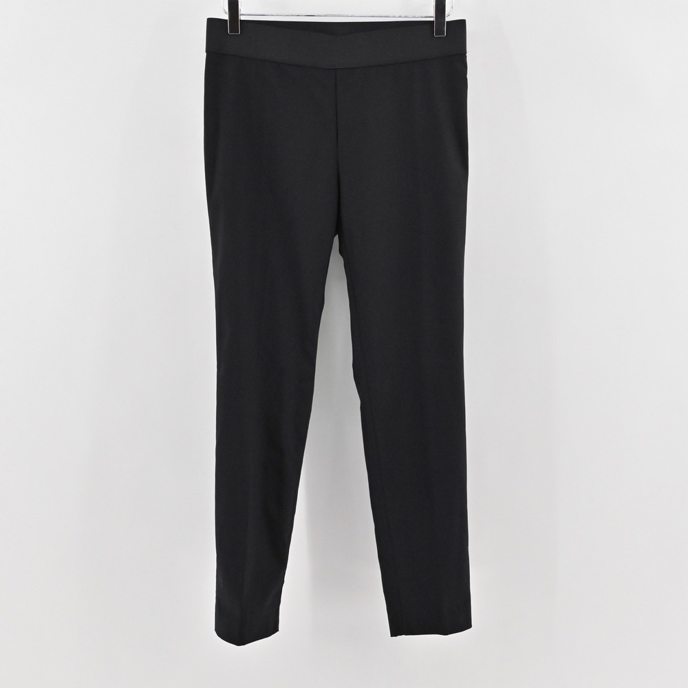 Les Copains Womens Slim Fit Ankle Pants‎ Size 44 Black Side Zip Tailored Cotton